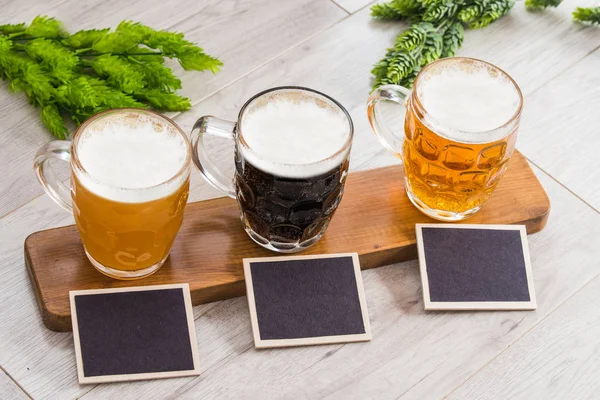 Flight beer. Berr for tasting — Stock Photo, Image