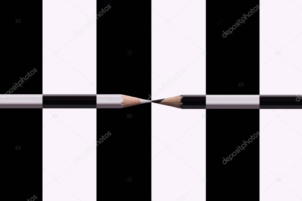 Composition White and Black Pencils.