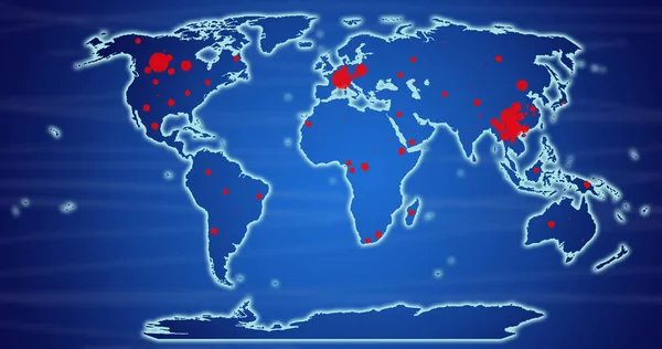 Mapa mundial de pandemias. Coronavirus, sardos, wuhan —  Fotos de Stock