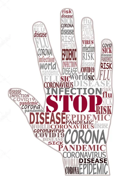 Nube Palabras Detente Por Virus Detente Por Coronavirus —  Fotos de Stock