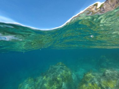 Altında ve su üzerinde yansıtıcı yüzey gösterilen