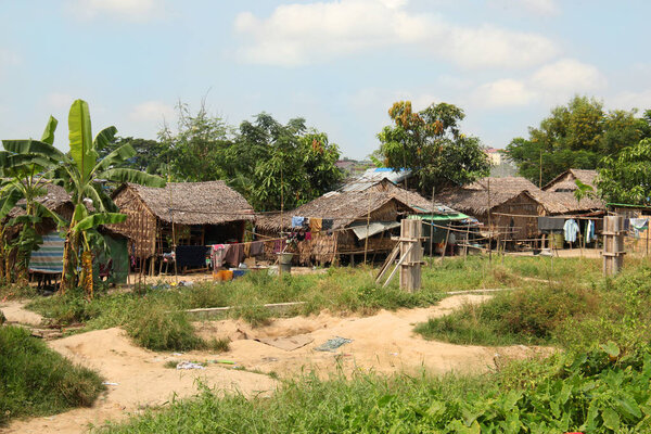 Typical houses of local village of Myanmar, Bhurma. 