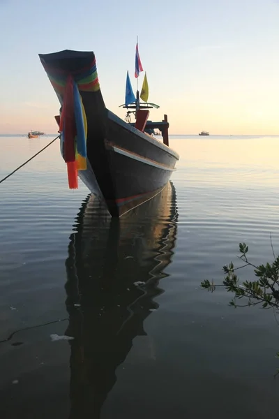 Thajská Tradiční Rybářské Lodi Zakotvené Blízko Pláž Chalok Bann Kao — Stock fotografie