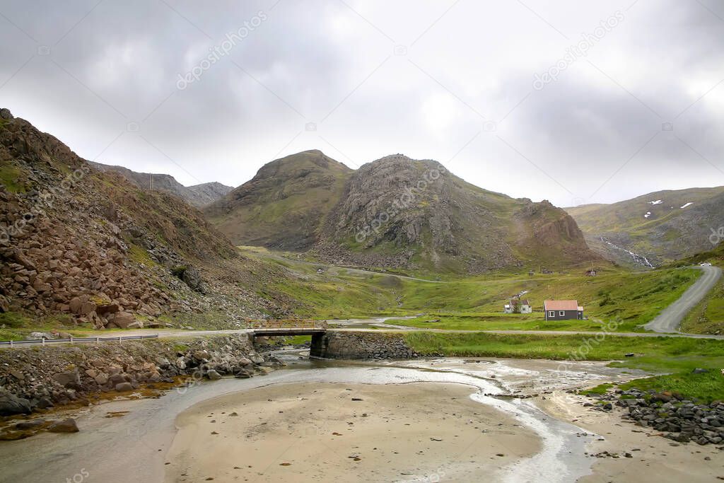 Beautiful remote & barren landscape on the island of Mageroya, Troms og Finnmark county, in the extreme northern part of Norway. 