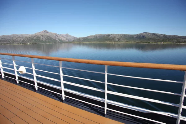 Deck Railing Ship Cruises Fjords Islands Passages Andfjorden Vestfjorden Bodo — Stock Photo, Image