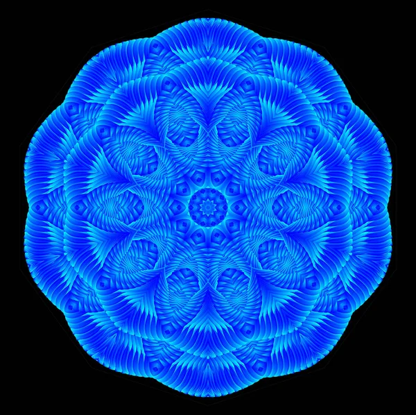 Kaleidoscopic blue pattern, mandala — Stock Photo, Image