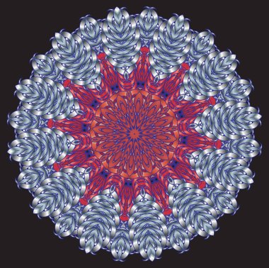 Sürekli değişen mavi ve kırmızı model, mandala