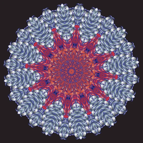 Kaleidoskopisches blaues und rotes Muster, Mandala — Stockfoto