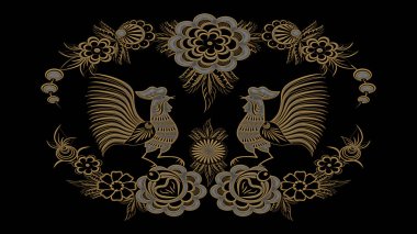 Siyah arka plan ile altın ve gümüş halk numune