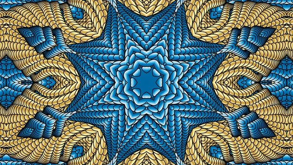 Symmetrische Hintergründe in Gold und Blau für den Druck auf Bekleidung und Textilien — Stockfoto