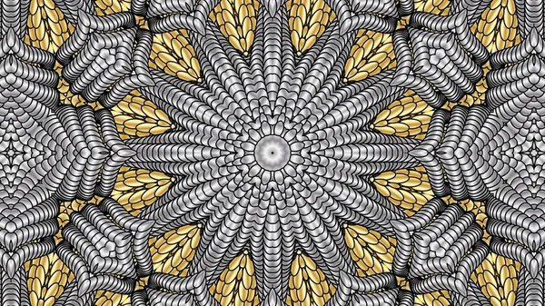 Fondo simétrico abstracto de oro y plata para imprimir en ropa y textiles — Foto de Stock