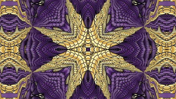 Arrière-plans symétriques abstraits dorés et violets pour l'impression sur vêtements et textiles — Photo