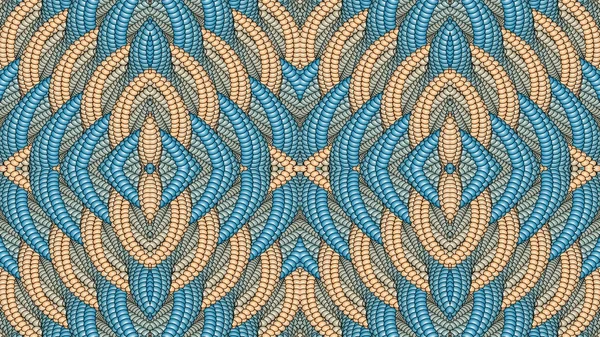 Blauer und beiger abstrakter symmetrischer Hintergrund für den Druck auf Kleidung und Textilien — Stockfoto