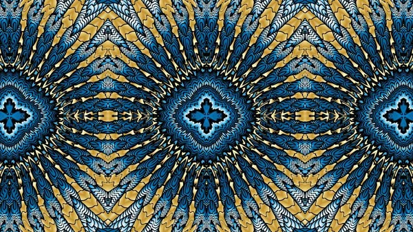 Arrière-plans symétriques abstraits or et bleu pour l'impression sur vêtements et textiles — Photo