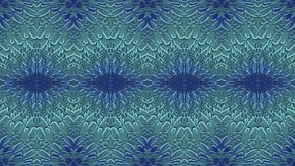 Turkosa och blå abstrakt symmetriska bakgrund för utskrift på kläder och textilier — Stockfoto