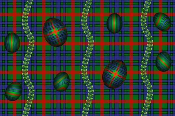 Aiton tartan modello e colorazione per lo sfondo di Pasqua — Vettoriale Stock