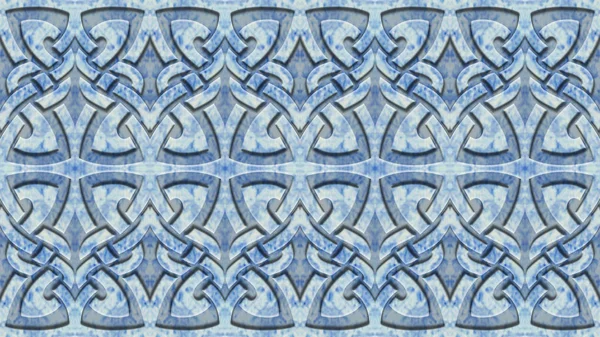 Abstrakter Hintergrund mit symmetrischen Mustern in blauen Farben. — Stockfoto