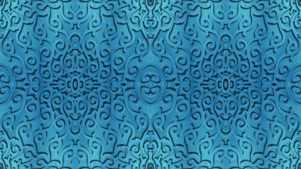 Giysi baskısı için mavi soyut simetrik arkaplan — Stok fotoğraf