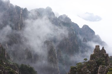 Kış, kar Çin Huangshan