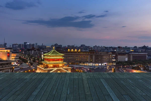 Čína je starobylé město Xi'an noční pohled — Stock fotografie