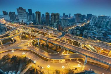 Çin'in Chengdu şehir, Sichuan gece görünümü