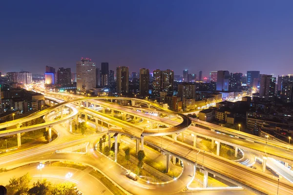 เมืองเฉิงตูของจีน มุมมองกลางคืนเสฉวน — ภาพถ่ายสต็อก