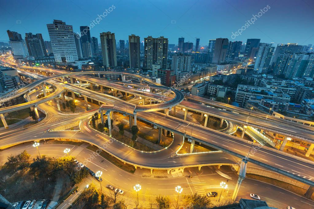 China 's Chengdu City, Sichuan night view — Stock Photo © wangsong