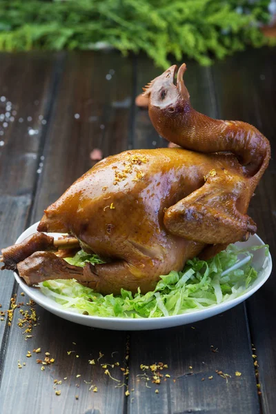 Csirke Tányéron Közelről — Stock Fotó