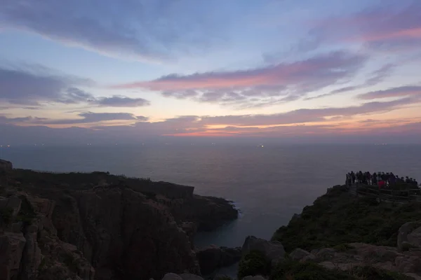 Китайском Острове Чжэцзян Рассвета Неба Побережья Меняются Красочные Облака Лицензионные Стоковые Изображения