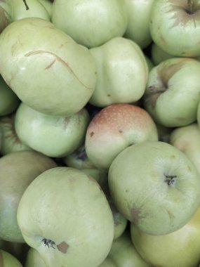 Yeşil Elma Arkaplanı, sığ alan derinliği. Yakın plan.