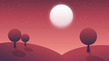 Ay ve dağ ile soyut arkaplan