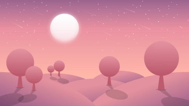 Ay ve dağ ile soyut arkaplan