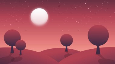 Ay ve dağ ile soyut arkaplan