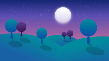 Ay ve dağ ile soyut arkaplan