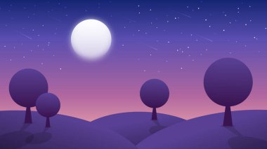 Ay ve dağ ile soyut arkaplan