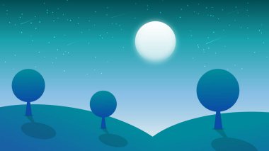 Ay ve dağ ile soyut arkaplan