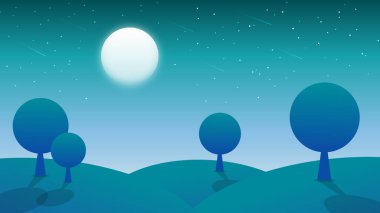 Ay ve dağ ile soyut arkaplan