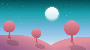 Ay ve dağ ile soyut arkaplan