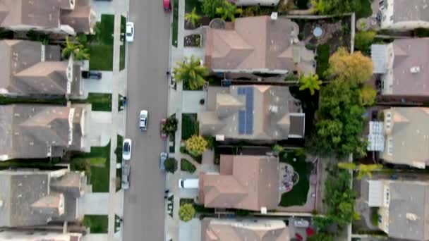 Aerial top view of residential modern subdivision during sunset — Stock Video