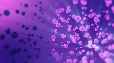 Soyut 3D Pembe ve mor uçan küreler