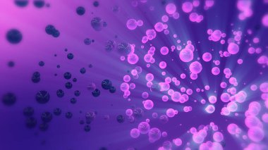 Soyut 3D Pembe ve mor uçan küreler