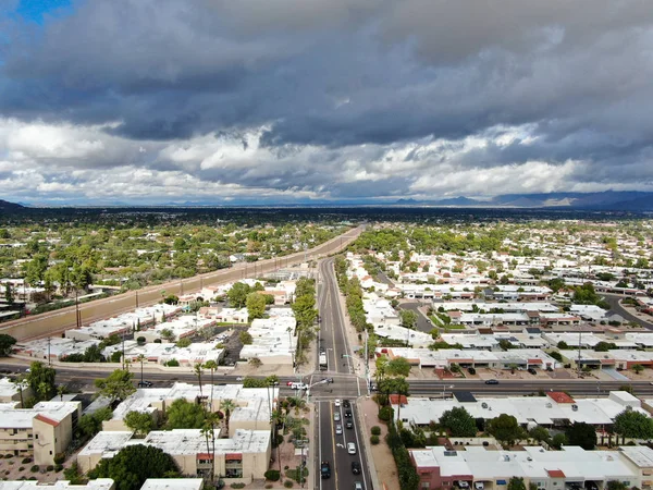 Aerial view of Scottsdale desert city in Arizona east of state capital Phoenix.