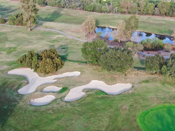 Aerial view oveAerial view over golf fieldr golf field — Stock Photo, Image