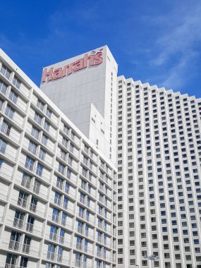 Las Vegas mimari arka plan otel şekli. Harrahs Oteli.