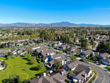Aerial view of residential neighborhood in Irvine, California clipart