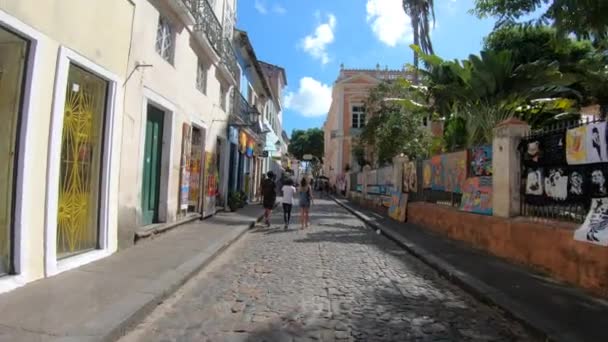 Ιστορικό κέντρο του Salvador, Bahia, Βραζιλία. Διάσημο αξιοθέατο για τουριστικά αξιοθέατα — Αρχείο Βίντεο