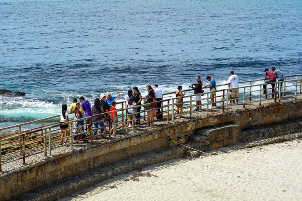 游客在拉霍拉湾享受阳光灿烂的一天. — 图库照片