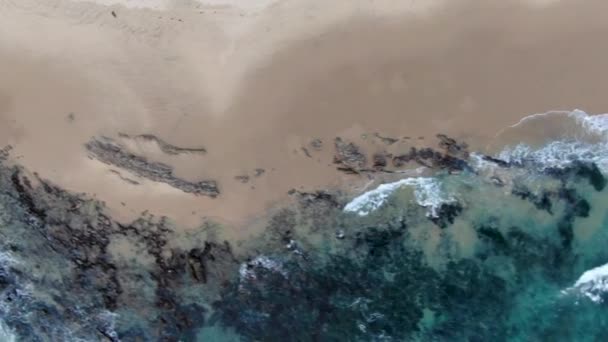 Vista aérea de las olas del océano que se lavan en la costa del océano Pacífico — Vídeo de stock