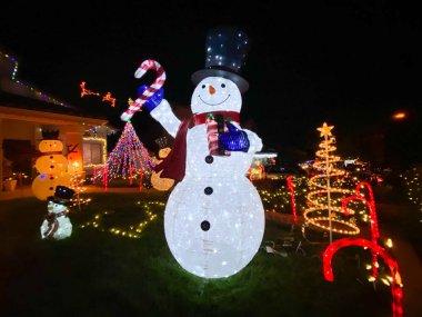 House decorated and lighted for Christmas and for New Year Eve at Nigh, California