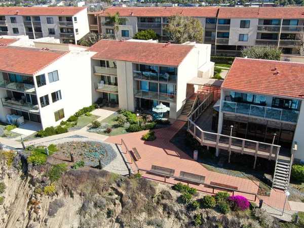 Aerial view of typical south california community condo with tennis court — Stock Photo, Image